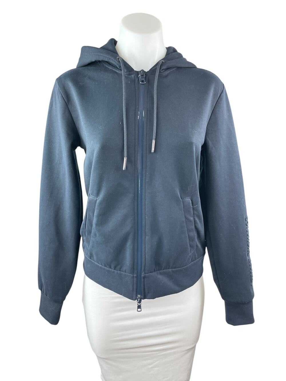 Armani Exchange Women's Navy Blue Full Zip Hoodie Hooded Sweatshirt Top Size S